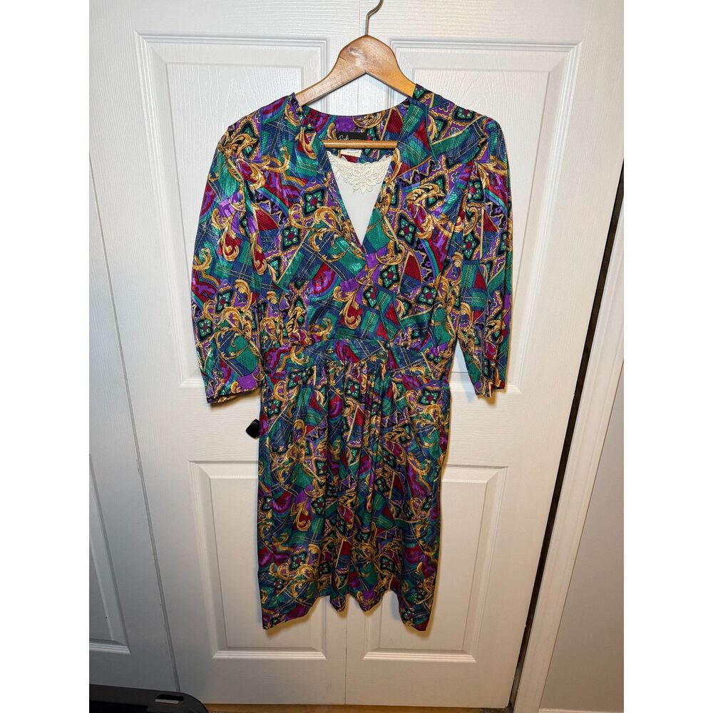 Vintage Bretli Originals USA Colorful Abstract Print Dress Women's Size 10